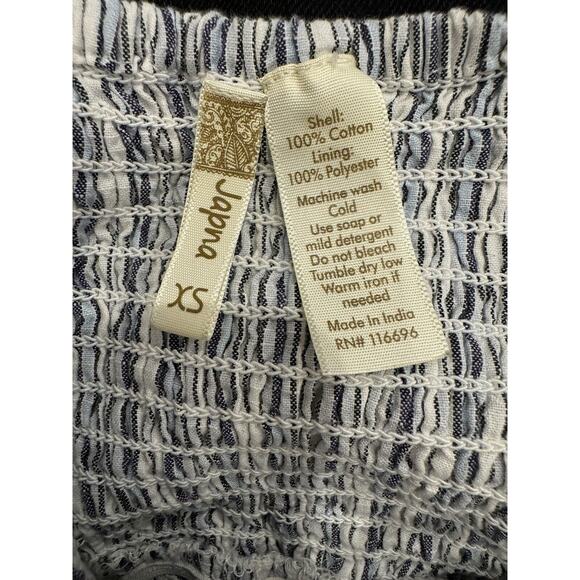 Japna Womens XS Strappy Romper Sleeveless Smocked Wide Leg Jumpsuit Blue White - Picture 3 of 4